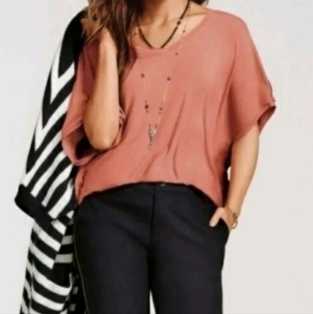 CAbi style #5328 - The Taper Tee dolman sleeve- brick dust - size small